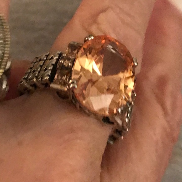 SILPADA Sterling Amber Stretch Ring R2384 - Picture 6 of 12